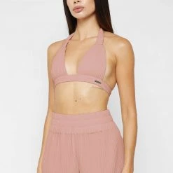 Woman Swim Pleated Bikini Top - Pink