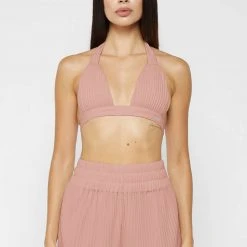 Woman Swim Pleated Bikini Top - Pink