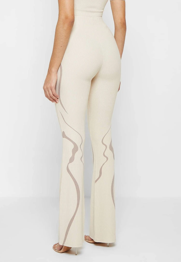 Woman Leggings Limited Edition Ribbed Fit & Flare Leggings - Beige