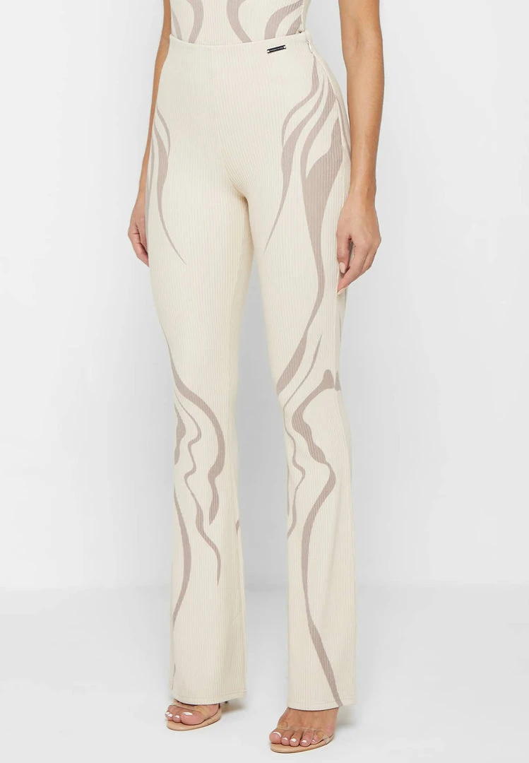 Woman Leggings Limited Edition Ribbed Fit & Flare Leggings - Beige