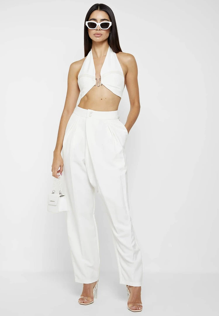 Woman Trousers Fold Over Trousers - Off White