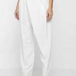 Woman Trousers Fold Over Trousers - Off White
