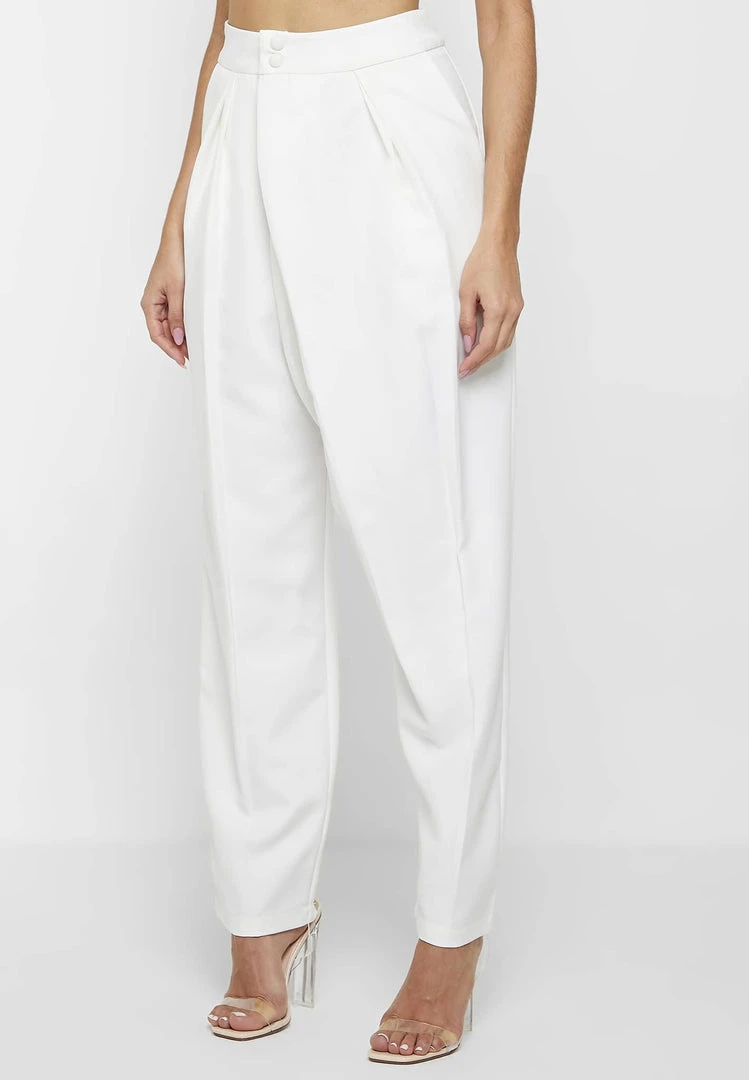 Woman Trousers Fold Over Trousers - Off White