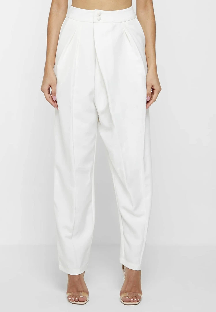 Woman Trousers Fold Over Trousers - Off White