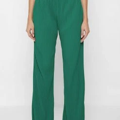 Woman Trousers Pleated Wide Leg Trousers - Green