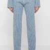 Woman Denim Textured Denim Mom Jeans - Blue