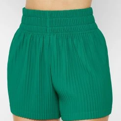 Woman Shorts Pleated High Waisted Shorts - Green