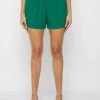 Woman Shorts Pleated High Waisted Shorts - Green