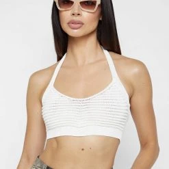 Woman Tops TOPS & T SHIRTS Knitted Bralette Top - Off White