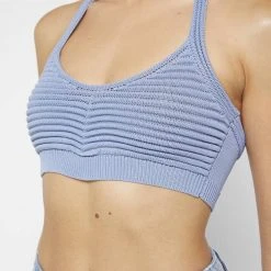 Woman Tops TOPS & T SHIRTS Knitted Bralette Top - Pale Blue