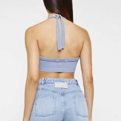 Woman Tops TOPS & T SHIRTS Knitted Bralette Top - Pale Blue