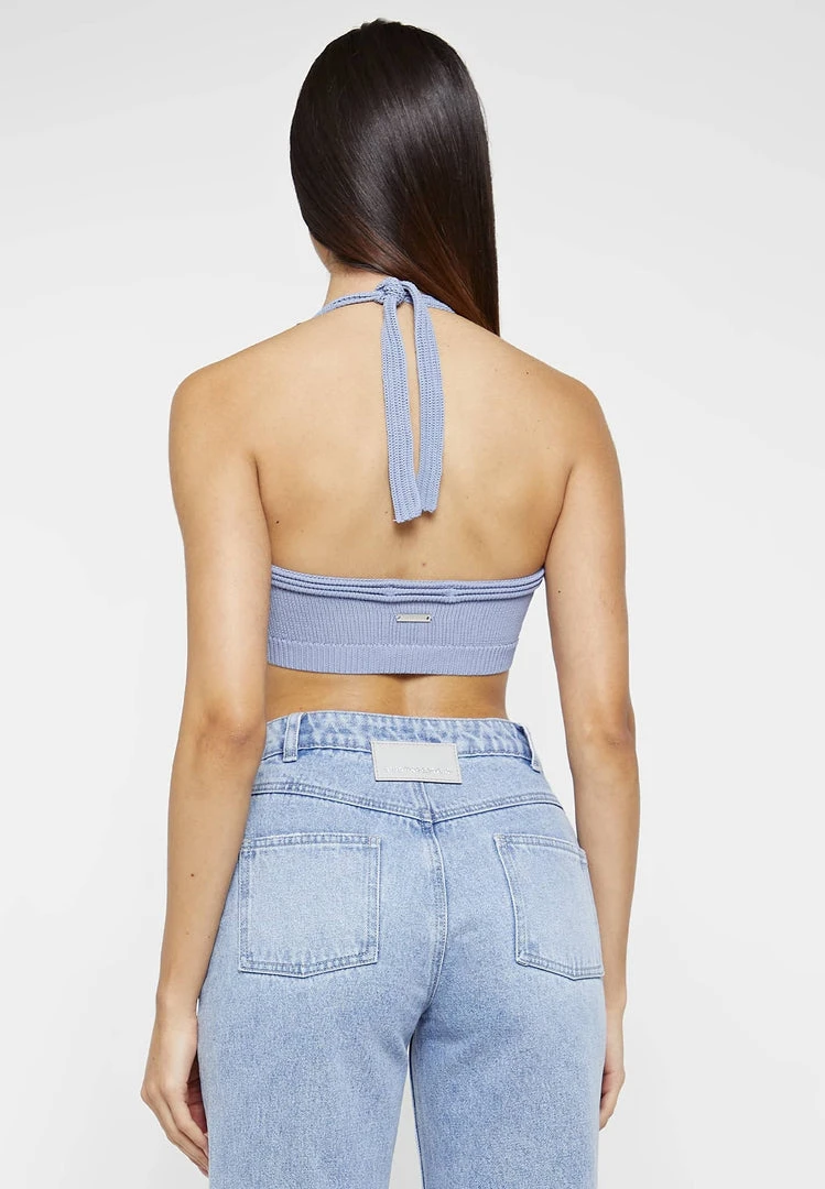 Woman Tops TOPS & T SHIRTS Knitted Bralette Top - Pale Blue