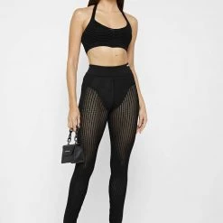 Woman Tops Knitted Bralette Top - Black TOPS & T SHIRTS