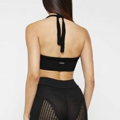 Woman Tops Knitted Bralette Top - Black TOPS & T SHIRTS