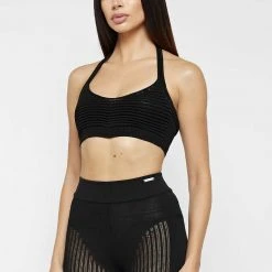 Woman Tops Knitted Bralette Top - Black TOPS & T SHIRTS