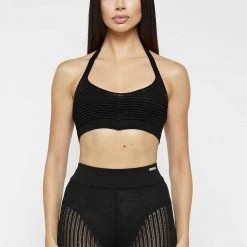 Woman Tops Knitted Bralette Top - Black TOPS & T SHIRTS