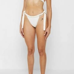 Woman Swim Pleated Bikini Bottoms - Cream