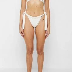 Woman Swim Pleated Bikini Bottoms - Cream