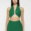 Woman Tops Halter Crop Top - Green