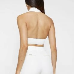 Woman Tops Halter Crop Top - Off White TOPS & T SHIRTS