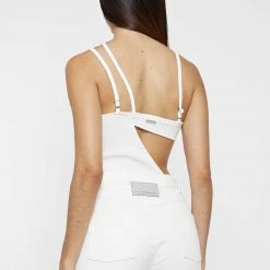 Woman Tops Ribbed Cut Out Bodysuit - Off White