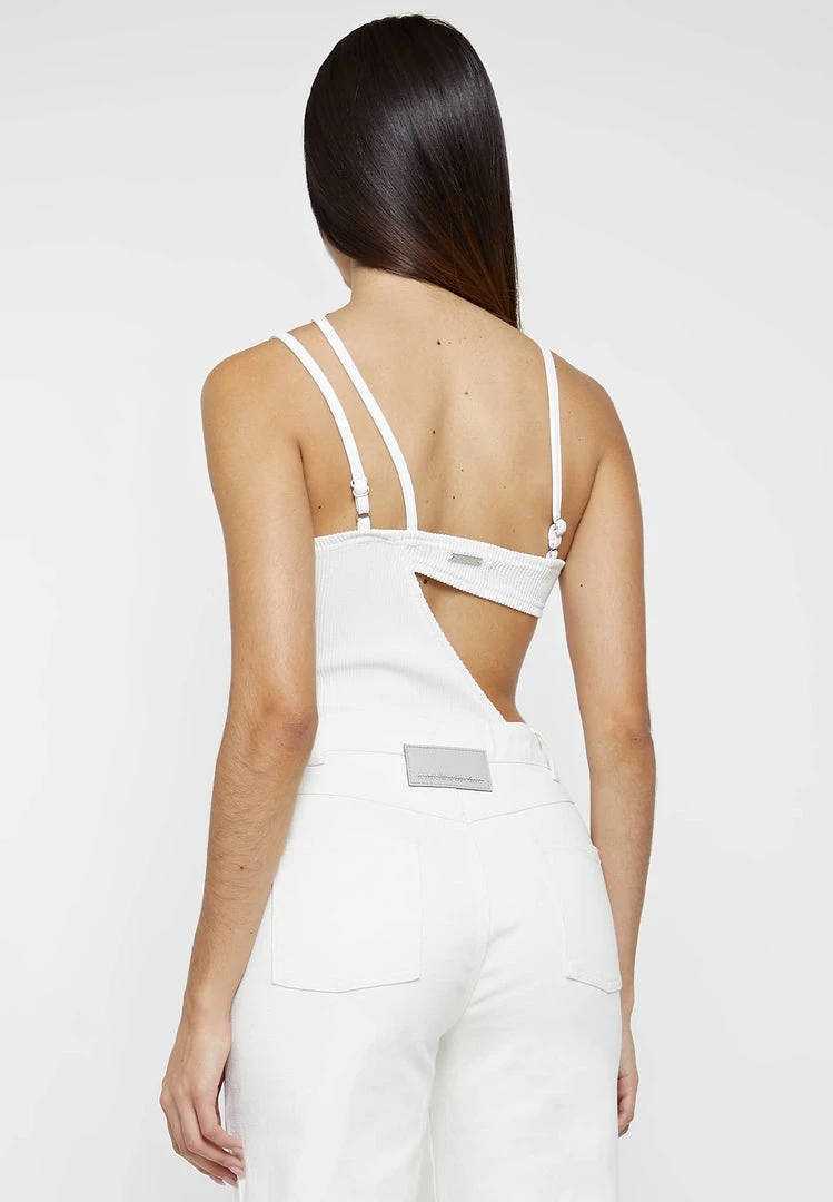 Woman Tops Ribbed Cut Out Bodysuit - Off White