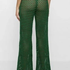 Woman Trousers Crochet Trousers - Green