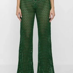 Woman Trousers Crochet Trousers - Green