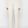 Woman Trousers Pleated Satin Flared Trousers - Off White
