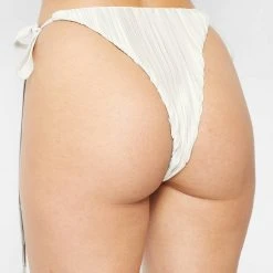 Woman Swim SWIMWEAR Pleated Satin Bikini Bottoms - Off White