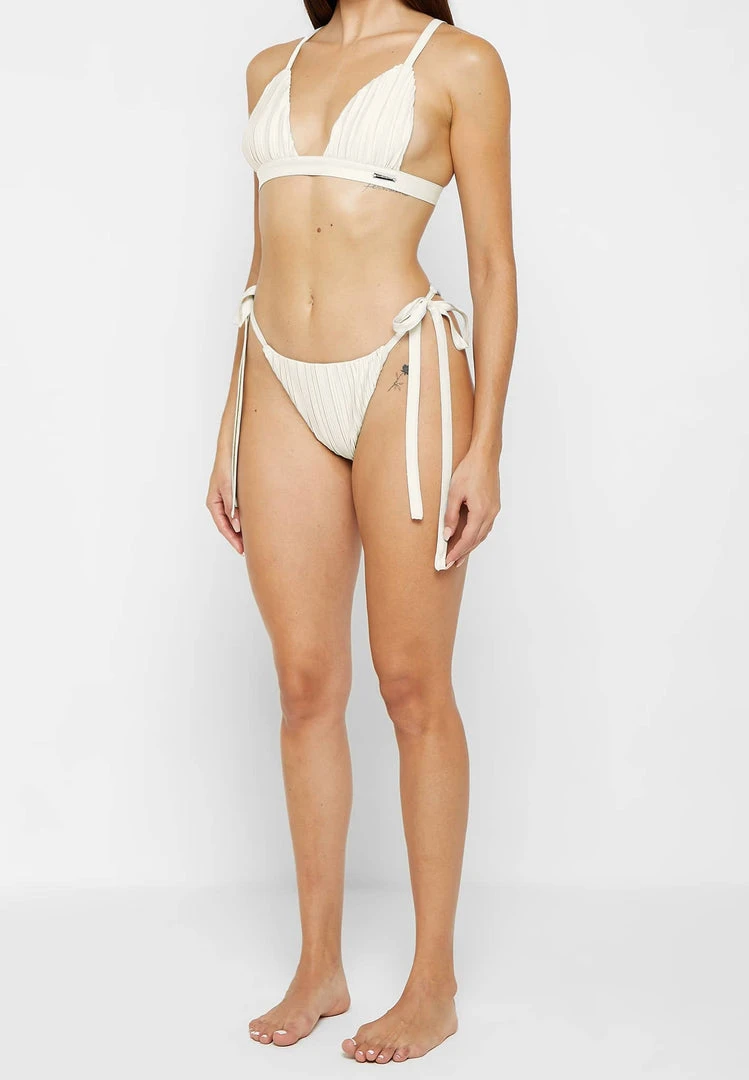 Woman Swim SWIMWEAR Pleated Satin Bikini Bottoms - Off White