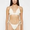 Woman Swim SWIMWEAR Pleated Satin Bikini Top - Off White