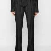 Woman Trousers Pleated Satin Flared Trousers - Black