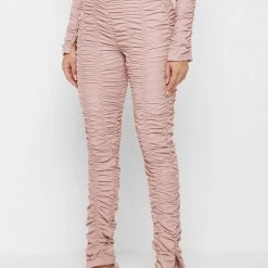 Woman Leggings Ruched High Waisted Leggings - Dusty Pink