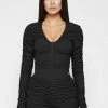 Woman Tops BODYSUITS Ruched Long Sleeve Bodysuit - Black