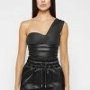 Woman Tops Vegan Leather Rope Bodysuit - Black BODYSUITS