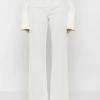 Woman Trousers Textured Wide Leg Trousers - Off White