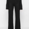 Woman Trousers Textured Wide Leg Trousers - Black