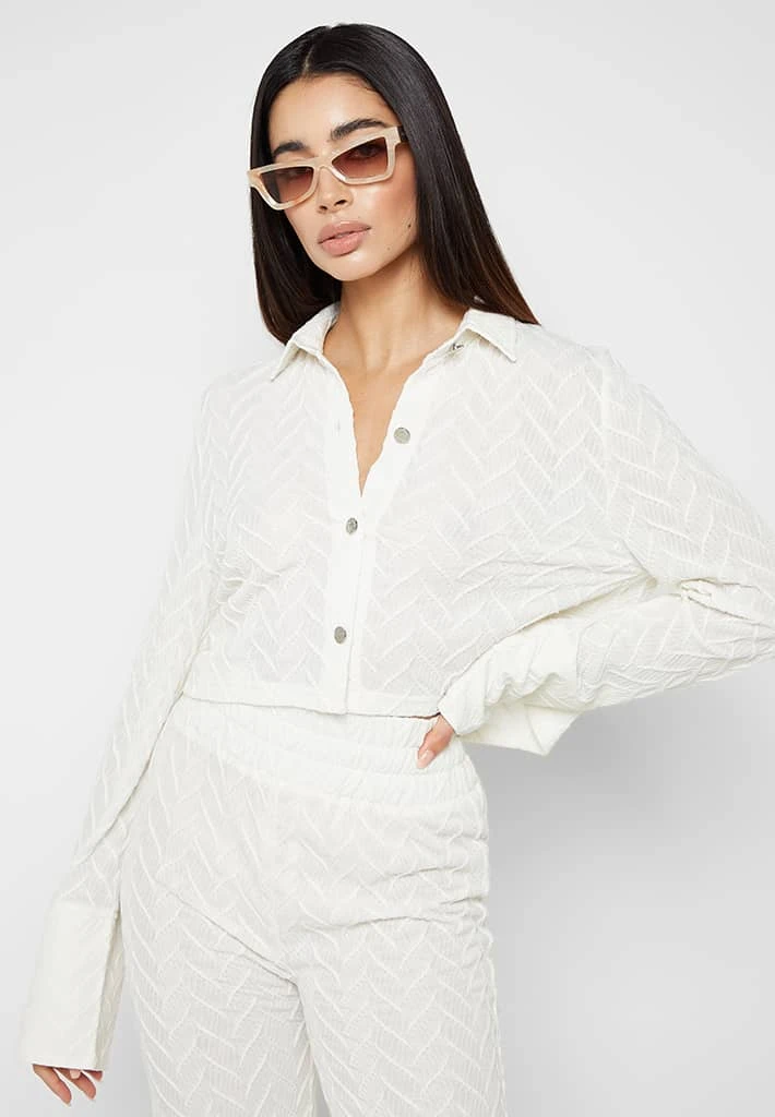 Woman Shirts Textured Long Sleeve Shirt - Off White