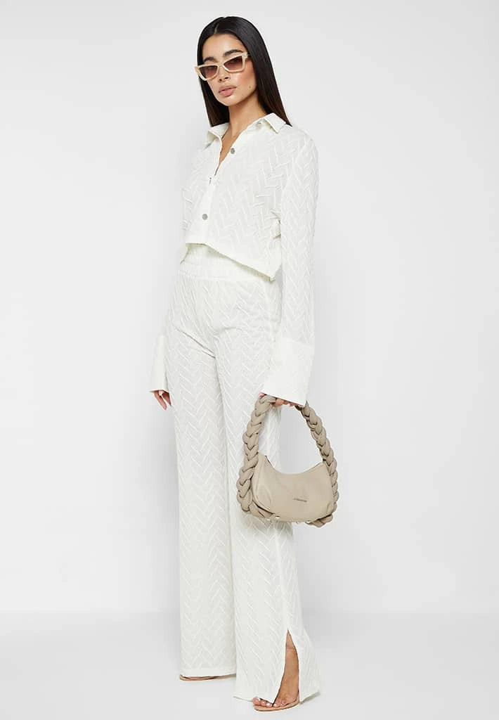 Woman Shirts Textured Long Sleeve Shirt - Off White