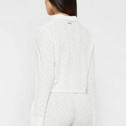 Woman Shirts Textured Long Sleeve Shirt - Off White