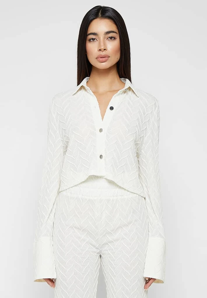 Woman Shirts Textured Long Sleeve Shirt - Off White
