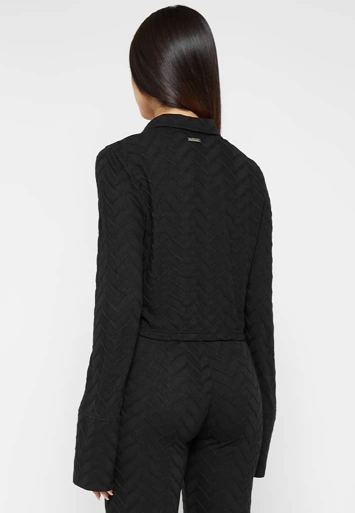 Woman Shirts Textured Long Sleeve Shirt - Black