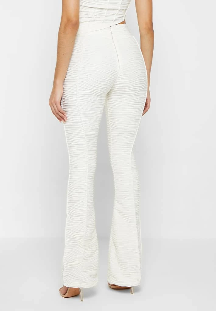 Woman Leggings Flared Mesh Button Up Trousers - Off White CO-ORDS