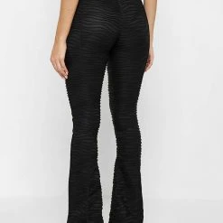 Woman Leggings Flared Mesh Button Up Trousers - Black CO-ORDS