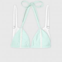 Woman Swim SWIMWEAR Double Layer Mesh Bikini Top - White/Mint