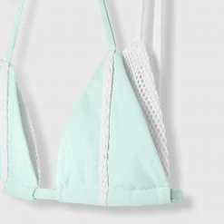 Woman Swim SWIMWEAR Double Layer Mesh Bikini Top - White/Mint
