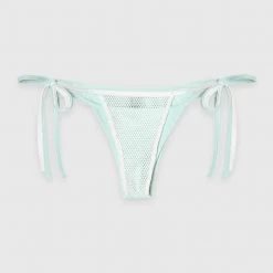 Woman Swim SWIMWEAR Double Layer Mesh Bikini Bottoms - Mint/White