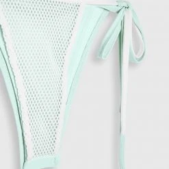 Woman Swim SWIMWEAR Double Layer Mesh Bikini Bottoms - Mint/White