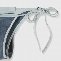 Woman Swim SWIMWEAR Denim Tie Side Bikini Bottoms - Mid Blue